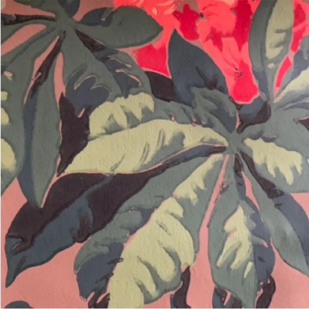 Vintage 30s Botanical Horse Chestnut Floral Wallpaper Made in England